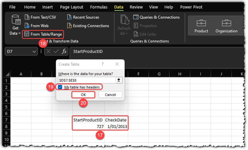Getting Data from a Table or Range in Power Query for Excel