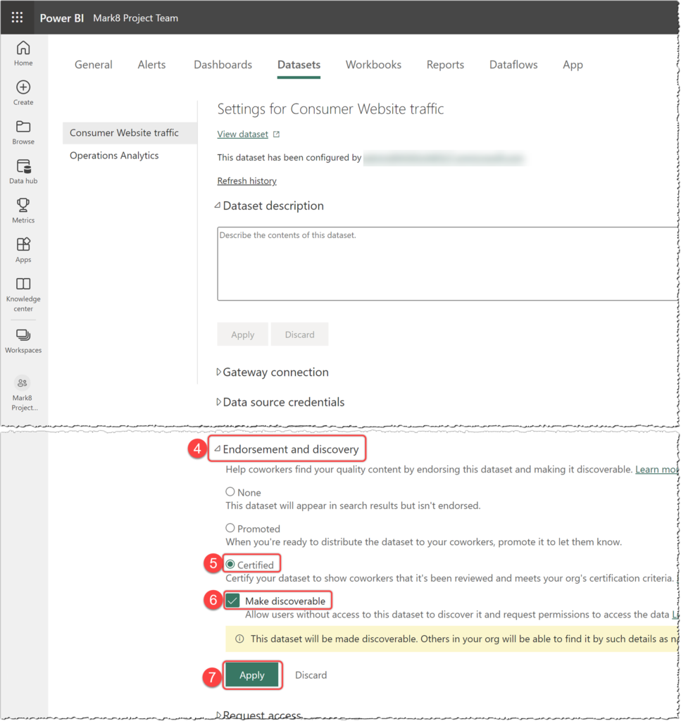 Certifying a dataset in Power BI Service
