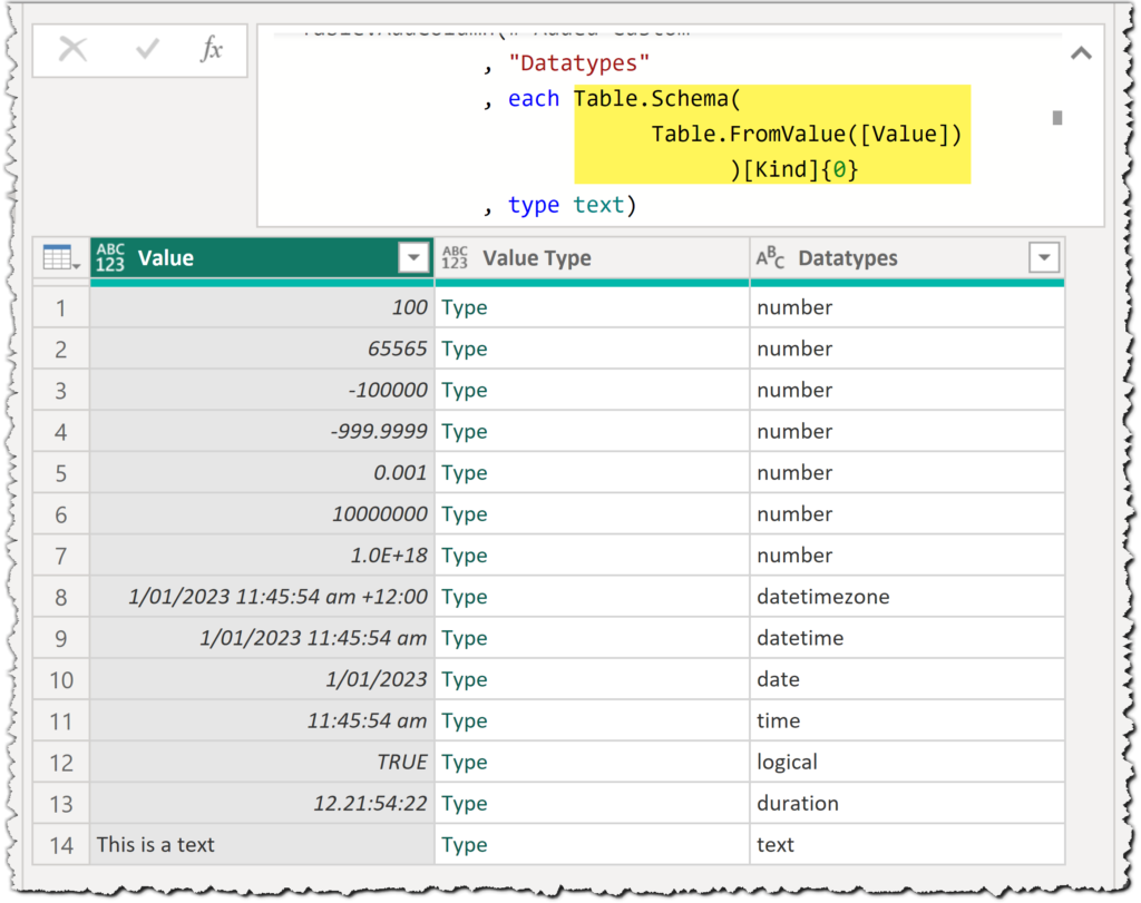 Getting type values as text in Power Query