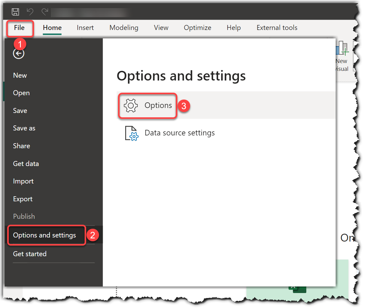 Power BI Desktop options