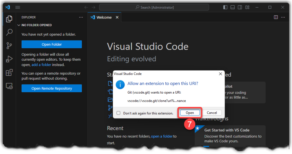 Allow an extension to open Azure DevOps Repo URL in VS Code