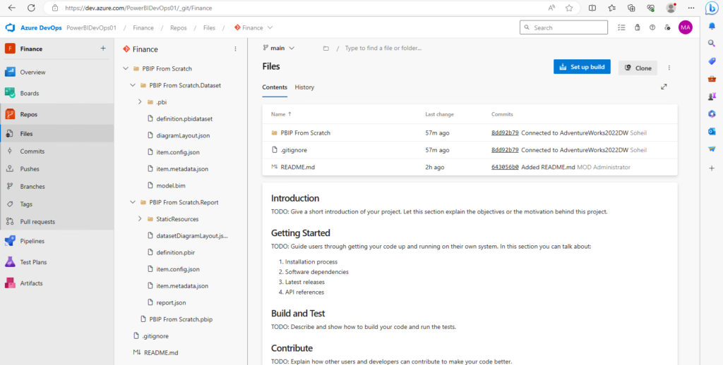 Changes successfully pushed to Azure DevOps repo