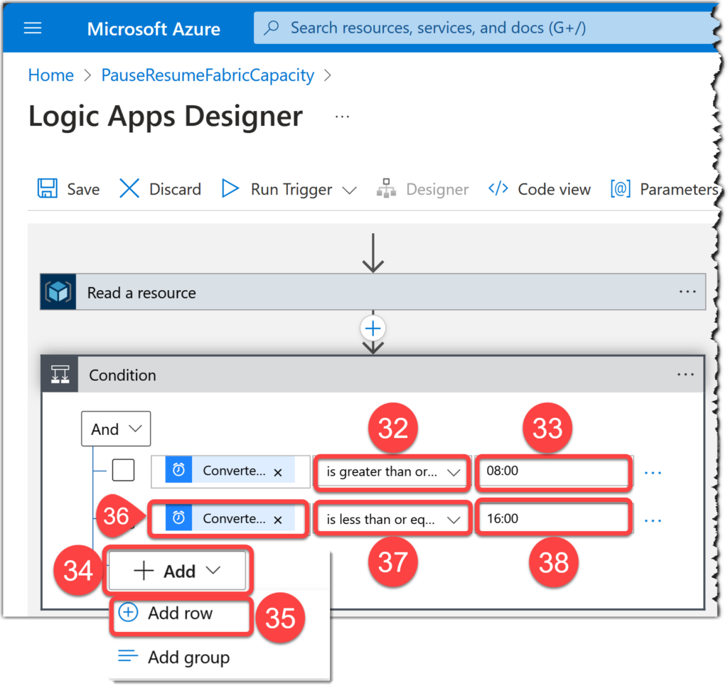 Setting Condition action to get the output from a Convert time zone action on Azure Logic Apps