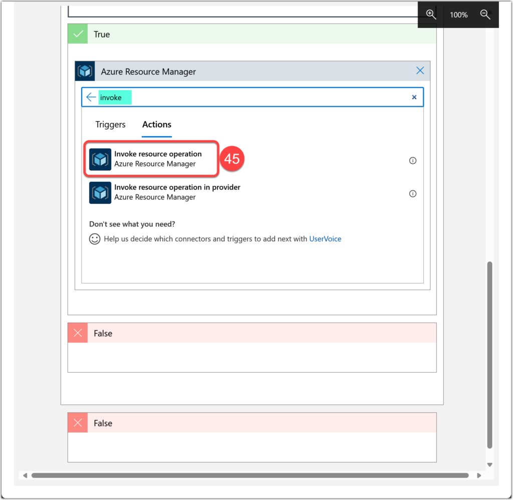 Using Invoke resource operation action from Azure Resource Manager operation in Azure Logic Apps