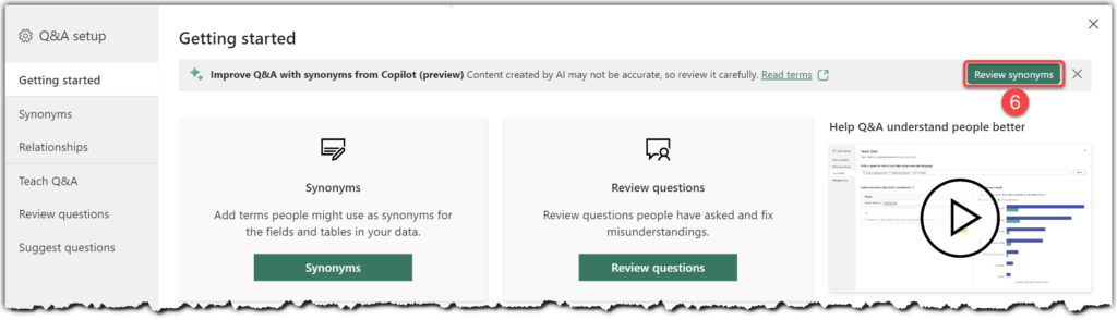 Reviewing synonymes generated by Copilot for Power BI in Microsoft Fabric