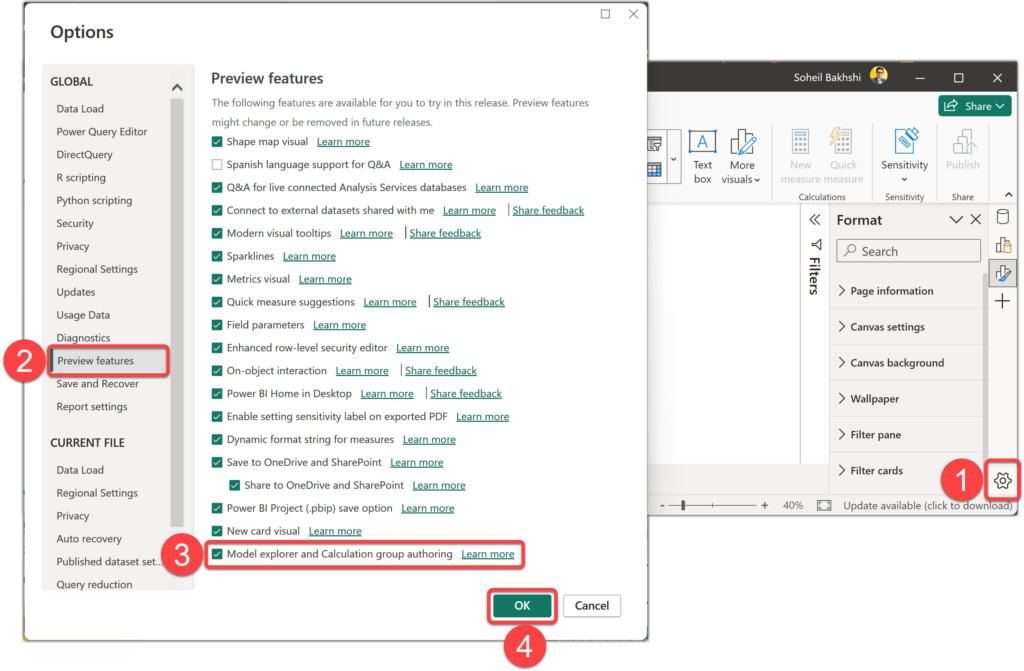 Enabling Preview Features in Power BI Desktop