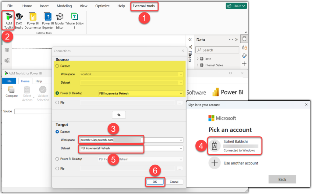 Use ALM Toolkit to compare local Power BI Desktop data model with a premium semantic model on Fabric