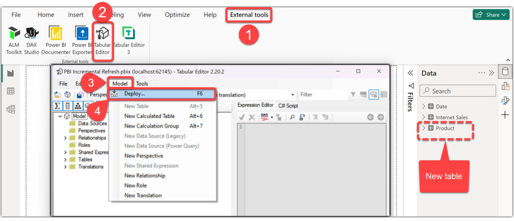 Publishing the data model changes from Power BI Desktop to Fabric with Tabular Editor