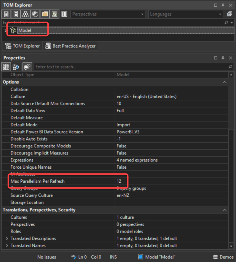 SSAS Tabular's MaxParallelism property on Tabular Editor 3