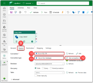 Select and set the existing connection