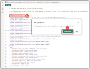 Add the measures generated by Copilot to the data model