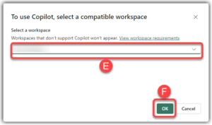 Select a Premium Workspace to run the Copilot upon