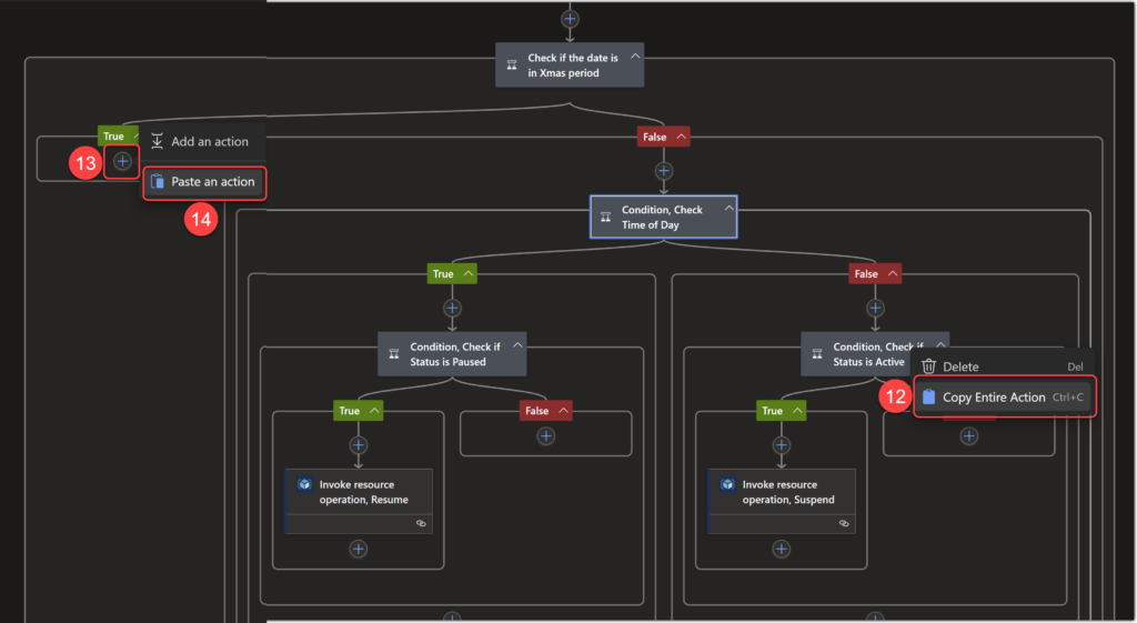 Copy and paste an entire action