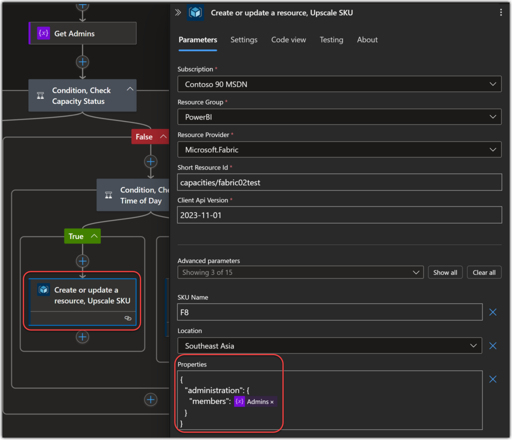 Use Variable in the Properties of Create or Update a Resource Operation (ARM) in Azure LogicApps 