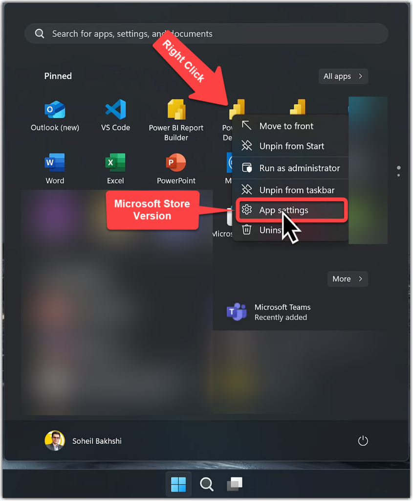 Identify Power BI Desktop Store version