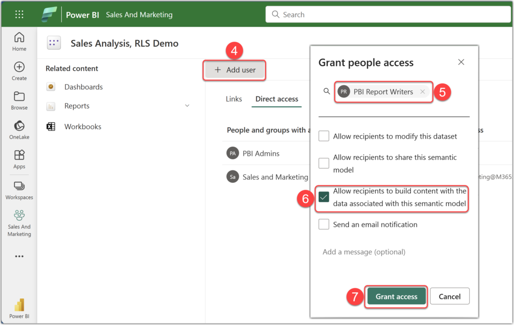 Grant Build permission on semantic models