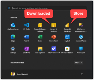 Two Power BI Desktop versions side-by-side