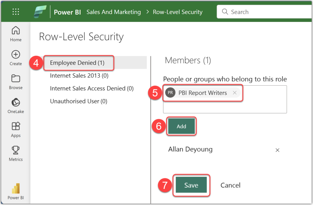 Assign security groups or users to RLS/OLS roles