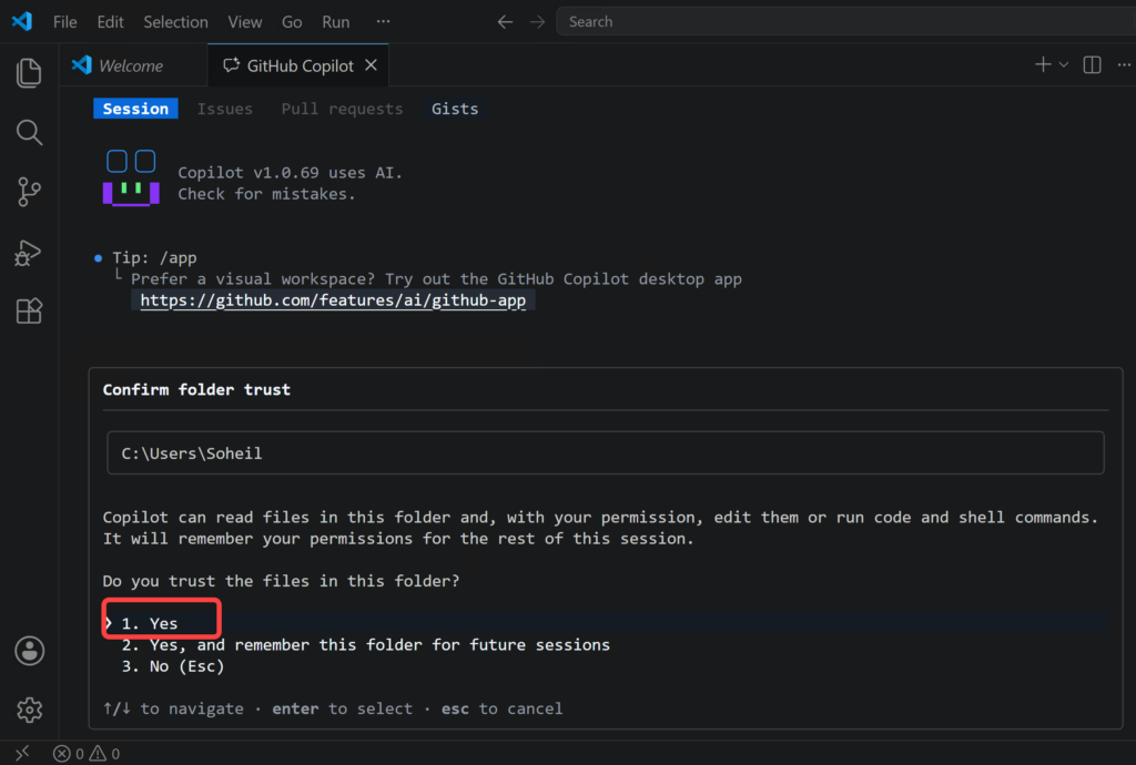 GitHub Copilot CLI in VS Code